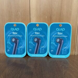 Quip 360 Oscillating Brush Head 6-Pack Black Soft ADA Accepted Replacement Heads